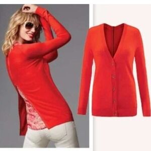 Cabi‎ 3155 Cobblestone Cardigan Fiery Red Sweater Women Sz M Classic Knit Career